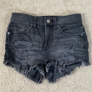 Black faded jean shorts